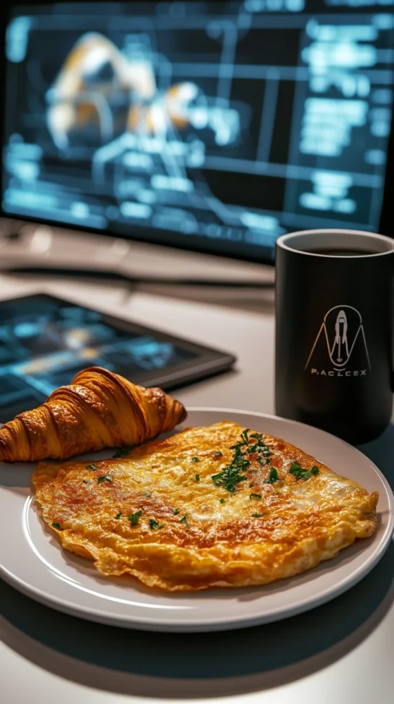 French omelette with melted cheese and herbs, a breakfast dish linked to Elon Musk’s favorite foods and his occasional healthy morning choices